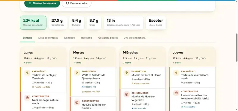 Pantalla de la app NutriKuna